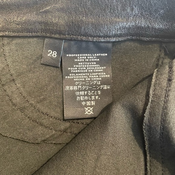 SOLD J Brand 100% Lamb Leather Pants 28” Waist Black - Picture 3 of 9